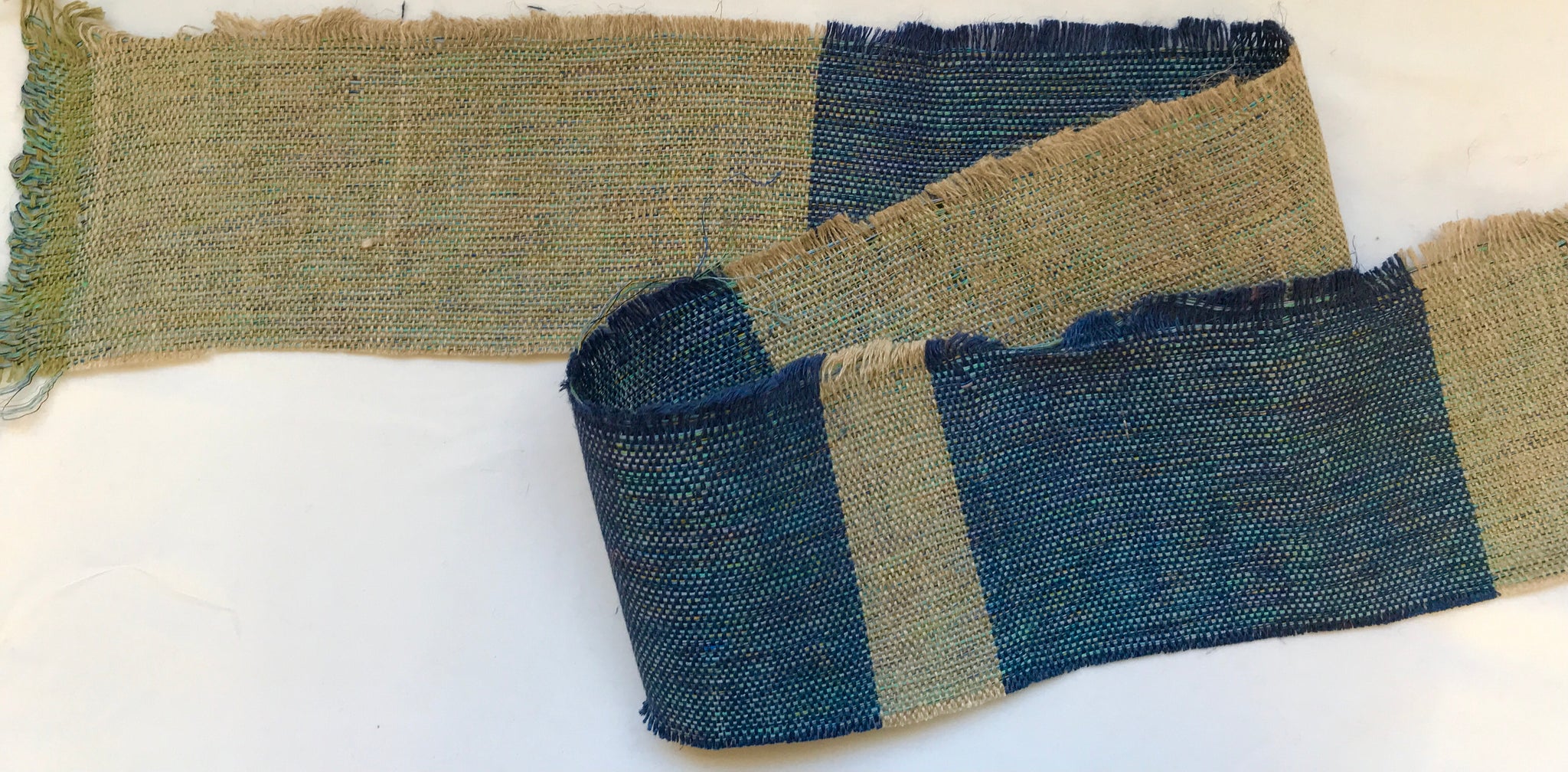 Handwoven Blue block stripe