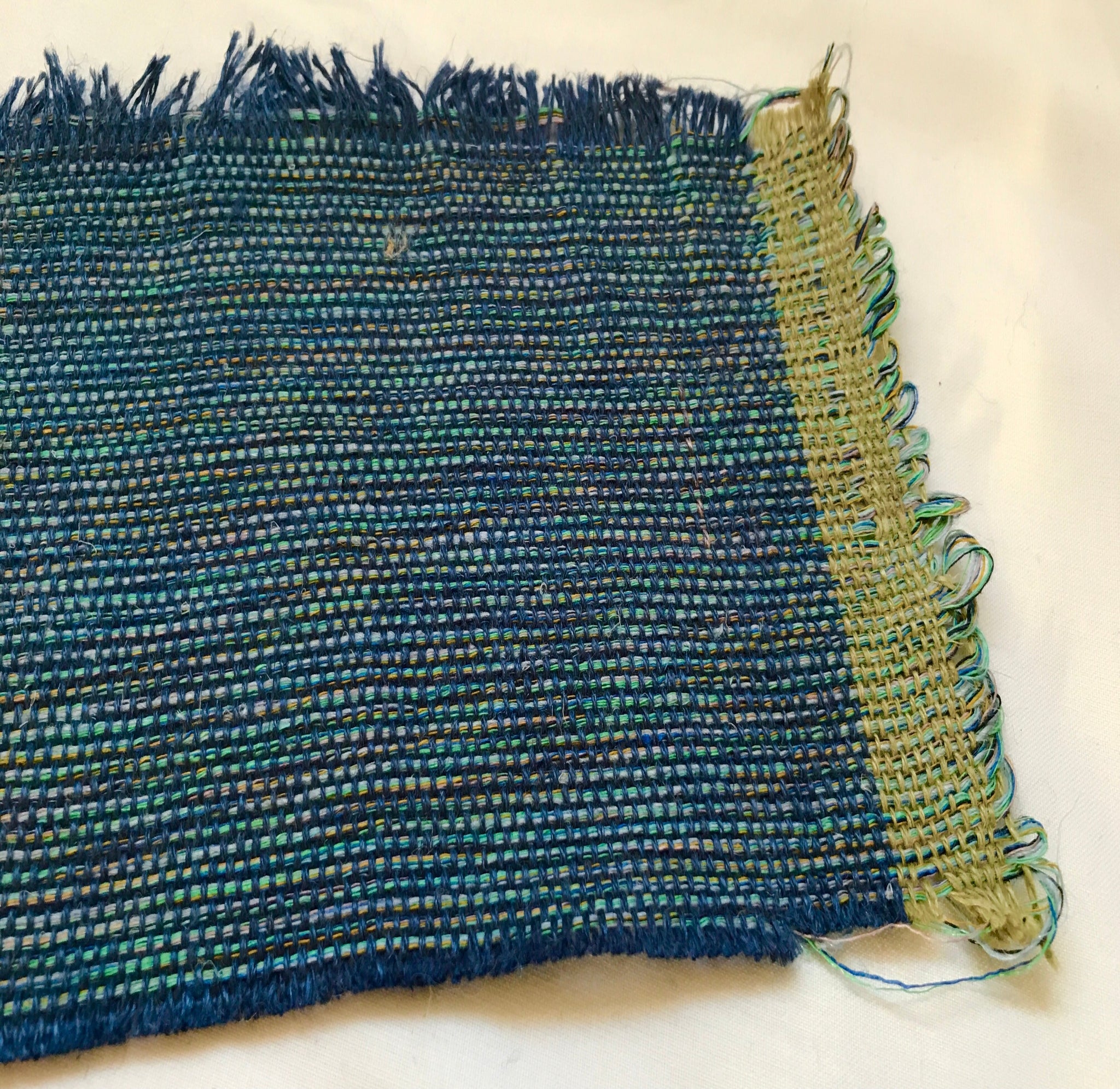 Handwoven Blue block stripe