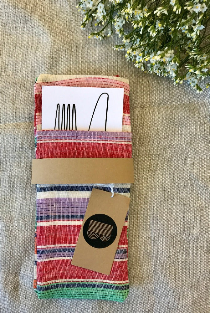 Cutlery Holder (pink stripe)