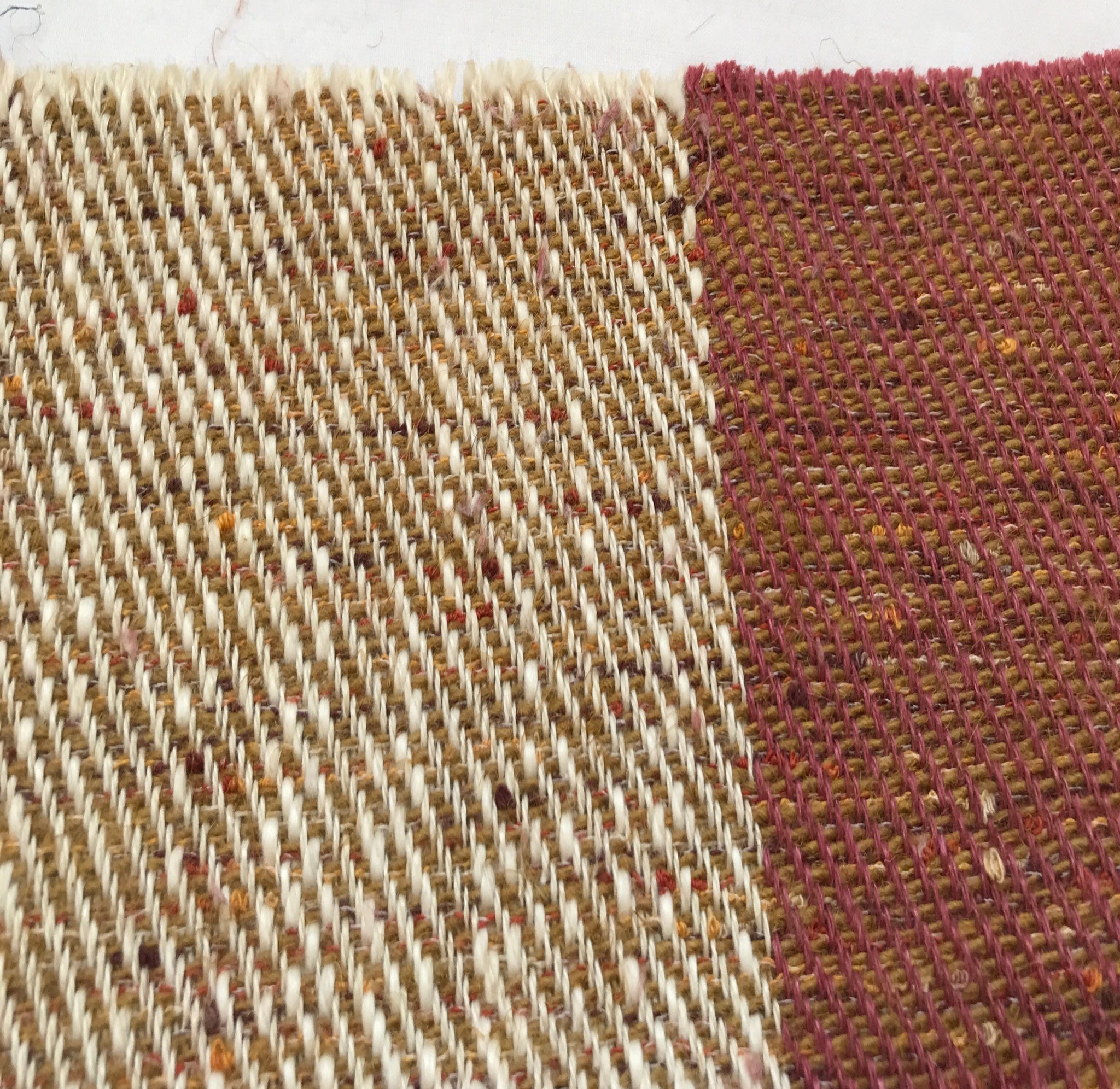 Handwoven Rust Oatmeal diagonal weave