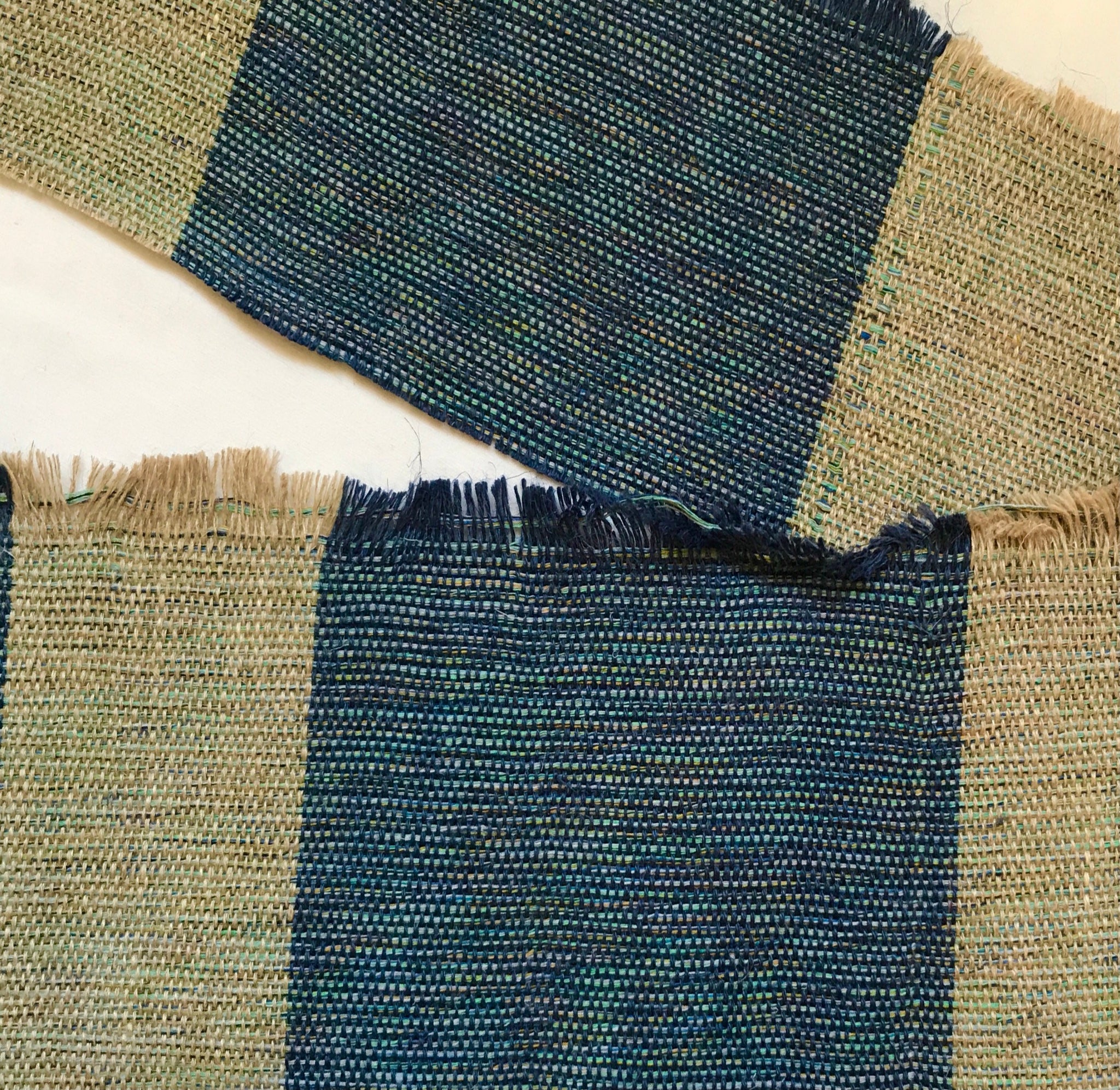 Handwoven Blue block stripe